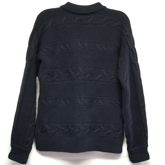 Brooks Brothers Navy Wool Cable Knit Cardigan - Picture 2 of 4
